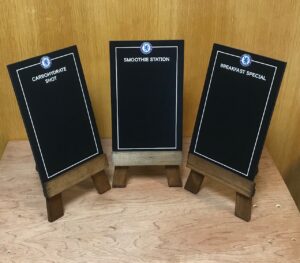 A5 chalkboards ideal for food stations in the hospitality sector